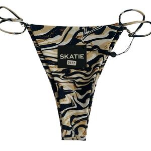 SKATIE Zebra Tiger Print String Bikini Bottom L NWT Sustainable Swimwear
